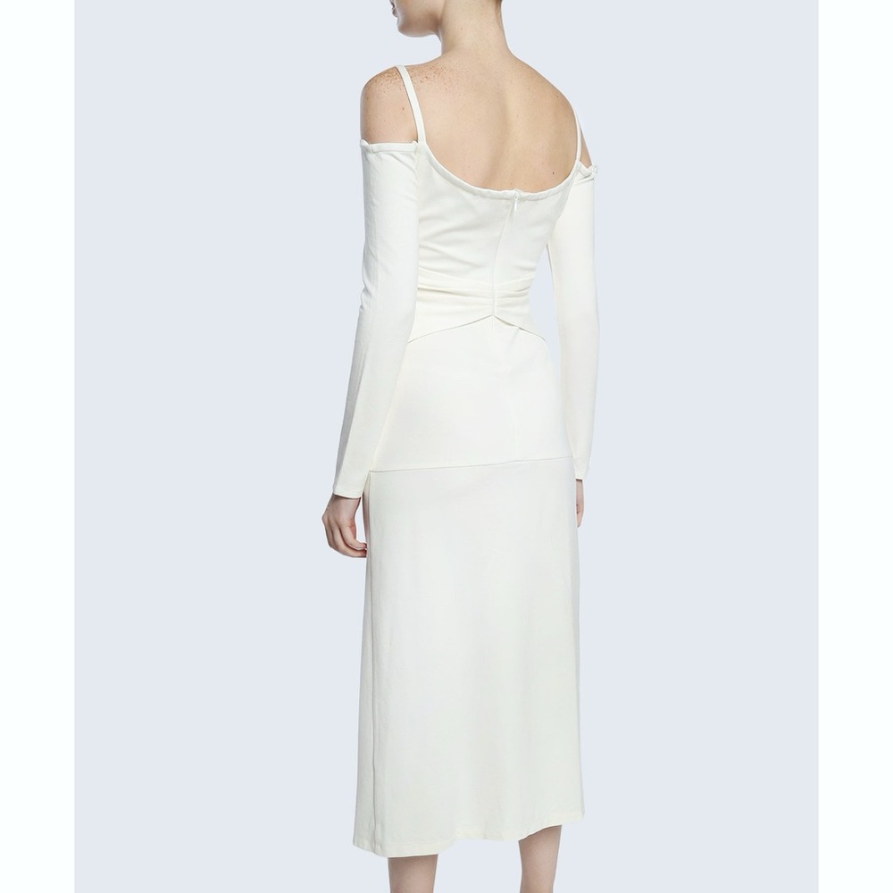 Alexis ‘Elisabet’ Elegant Cut-Out Side Slit Midi Dress in Off White Size Small - Picture 3 of 15